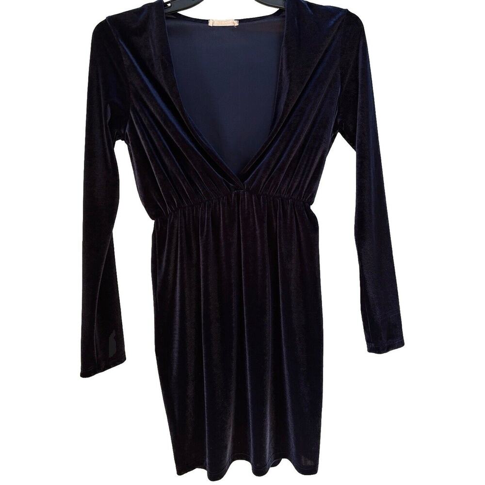 Blooms in the City Luxe Velvet Plunge Fitted Holiday Party Dress Womens Large